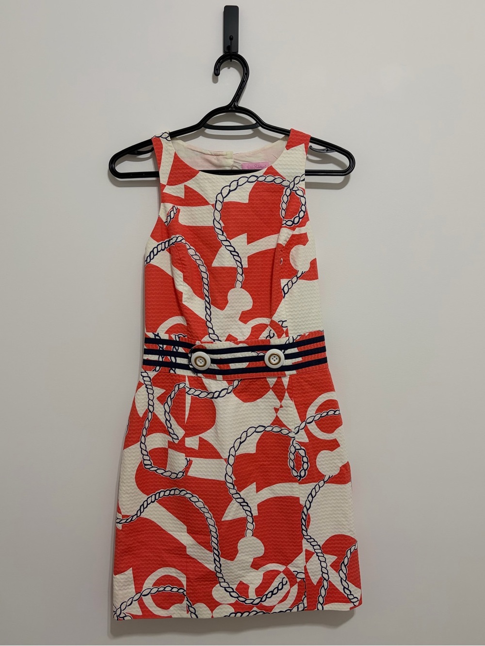 Lilly Pulitzer Coral & White Nautical Rope Shift Dress